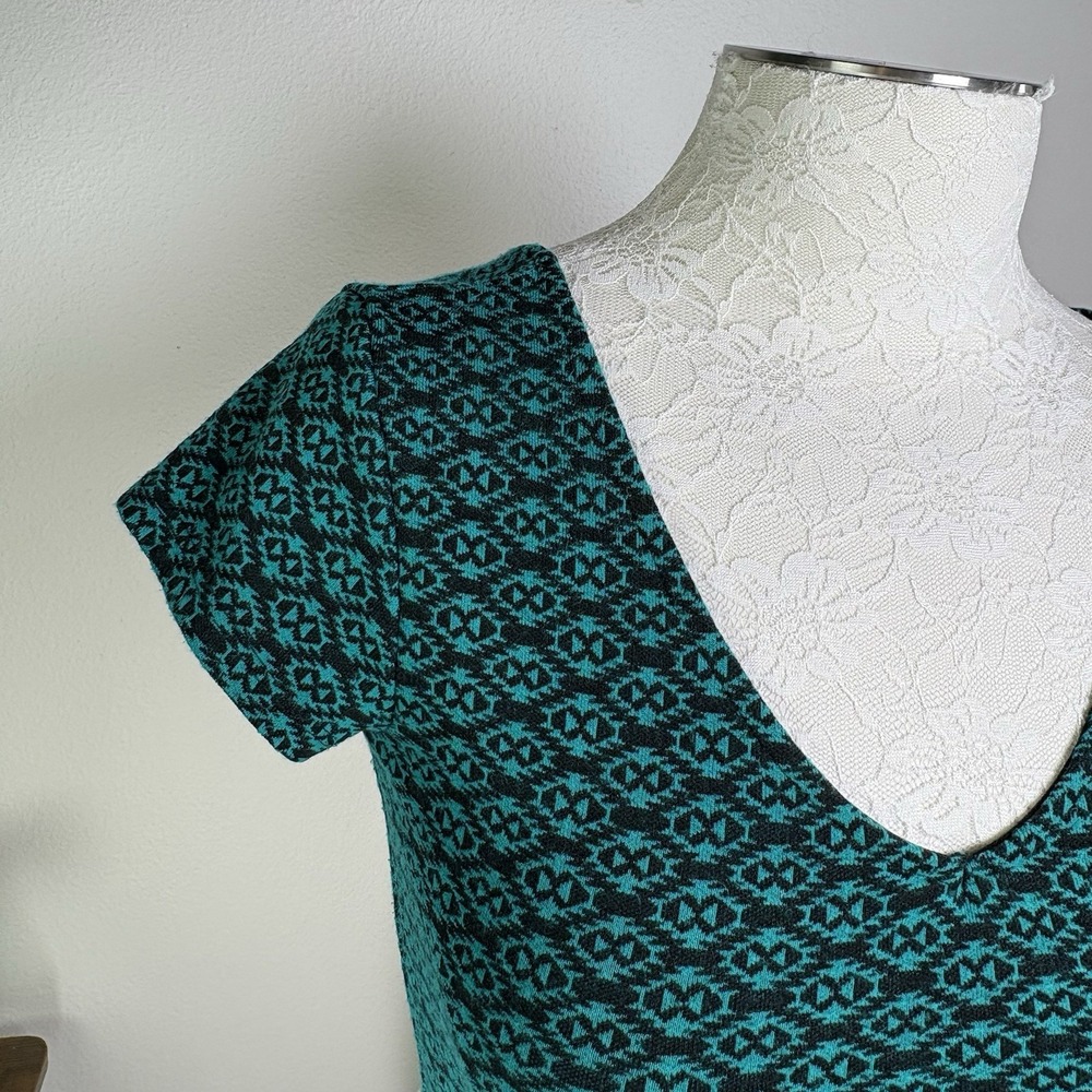 LA Hearts Womens M Teal Crop Top Indie Sleaze Geometric Rayon Blend - Picture 3 of 13